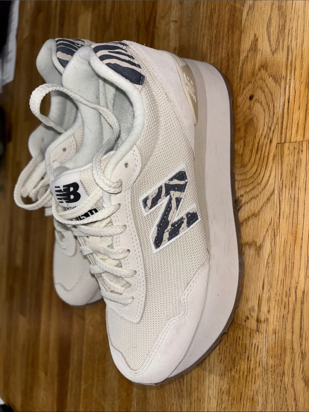 New Balance White Sneakers with grey Zebra Accent